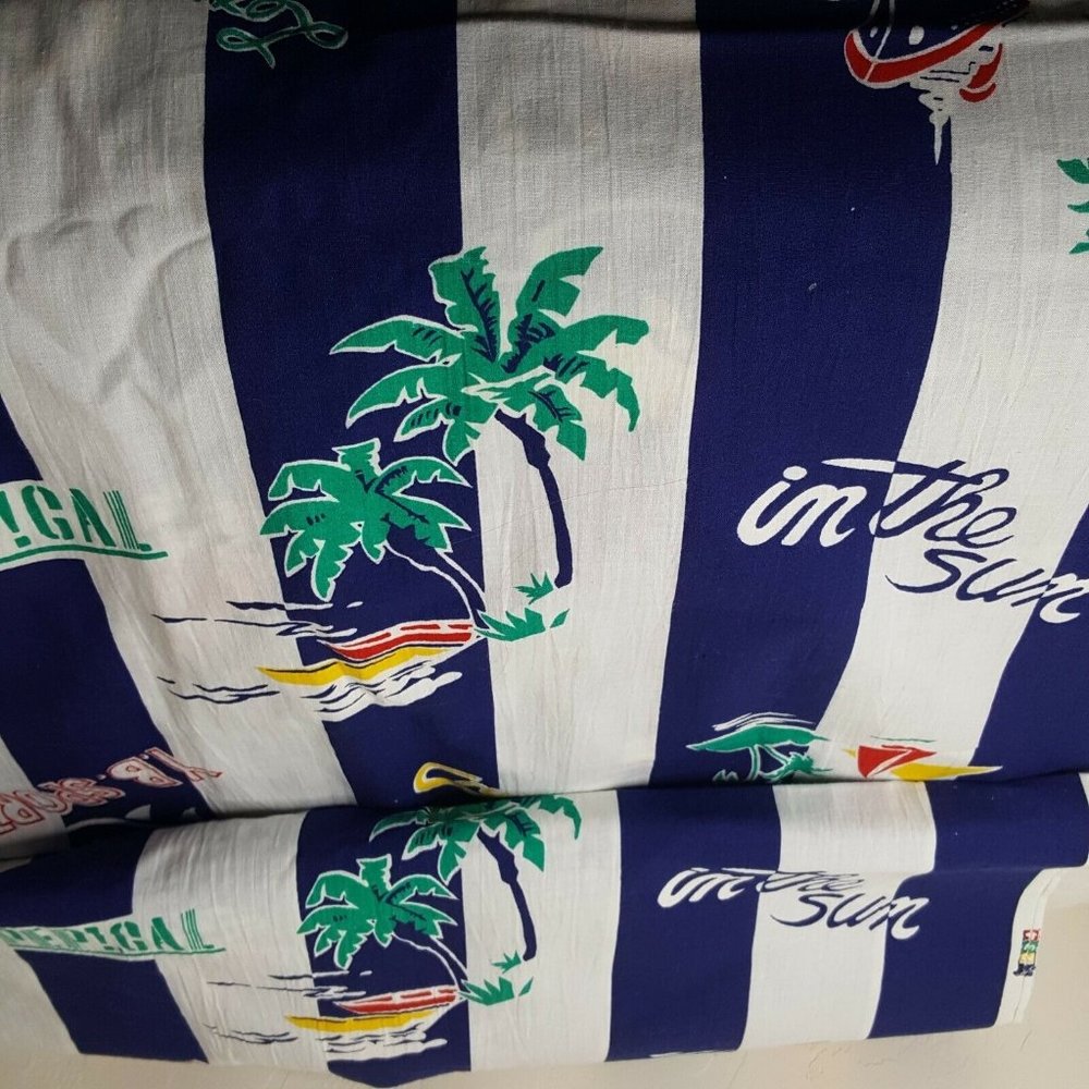Ocean Island Tropical Cruise Ship Cotton Marcus Brothers Textiles 7+ YDS NOS.